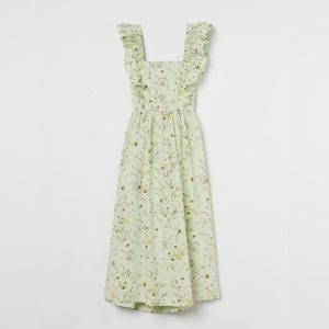 H&M Floral Green Poplin Dress